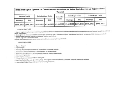 YATAY GEÇİŞ SINAV SONUÇLARI